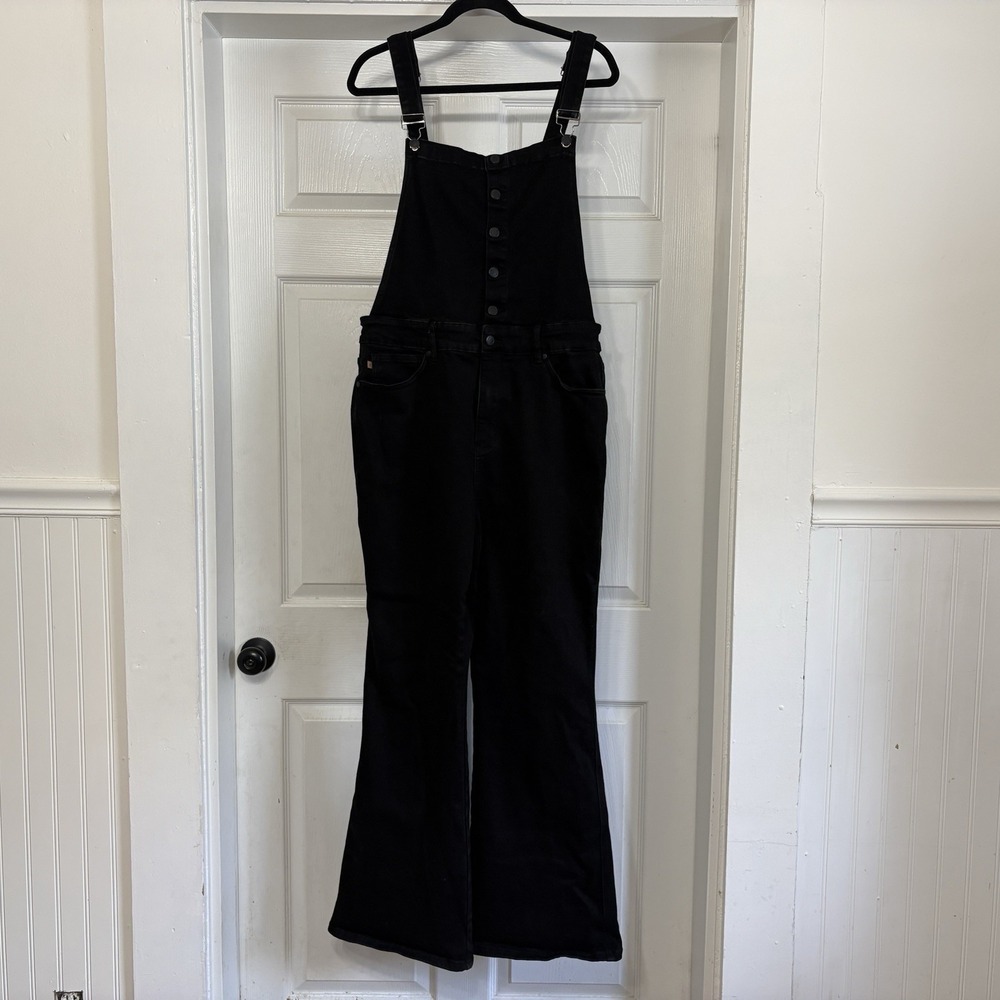 Judy Blue Flare Leg Overalls Womens 2XL Tummy Control Black Western Classic EUC